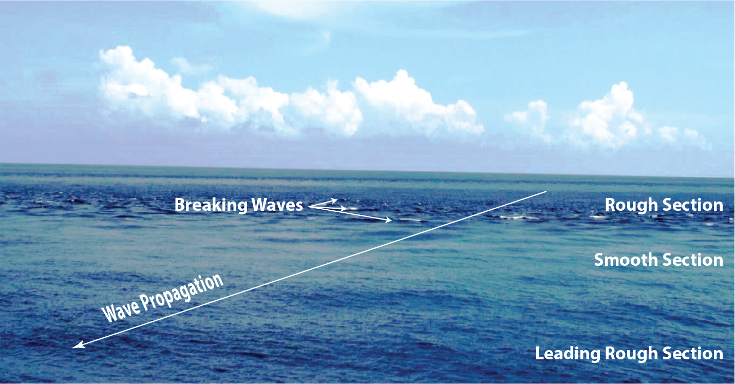 The waveform of a water surface wave caused by a single source