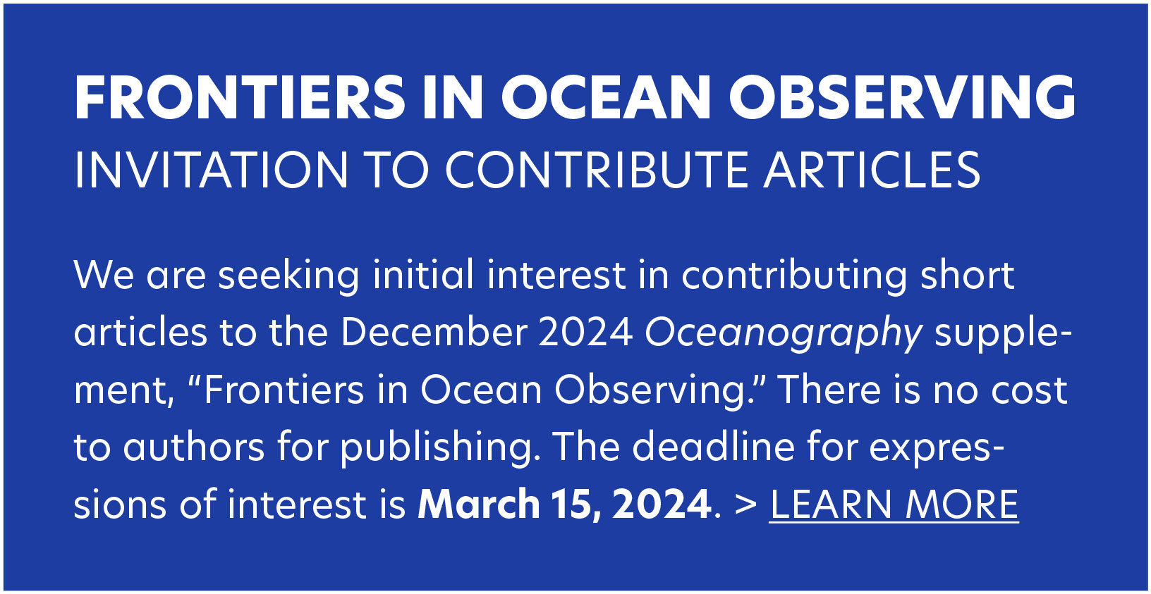 Invitation to Contribute to Ocean Observing